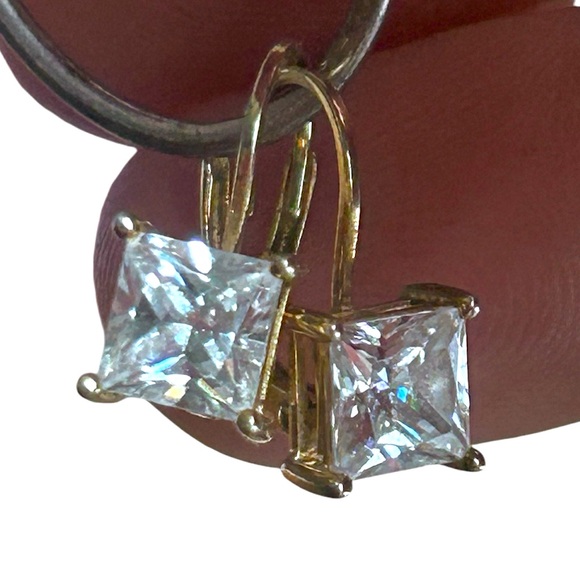 Jewelry - Vintage gold over Sterling silver cubic zirconia earrings